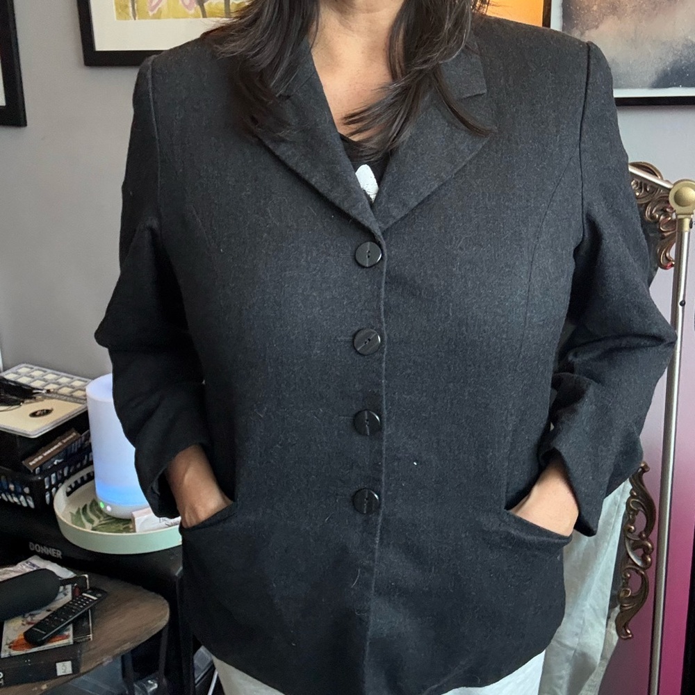 Conrad C Collection Charcoal Wool Blazer Jacket Size 18 Made in Canada - Picture 6 of 6
